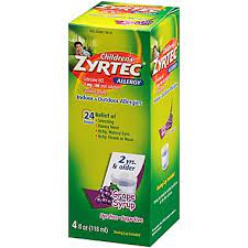 Childrens Zyrtec Syrup Dye Free Grape 4oz